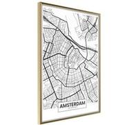 Affiche Murale Encadrée City map Amsterdam 21 x 30 cm Or