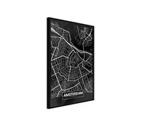 Affiche Murale Encadrée City Map Amsterdam Dark 30 x 42 cm Noir NOIR