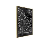 Affiche Murale Encadrée City Map Amsterdam Dark 30 x 42 cm Or