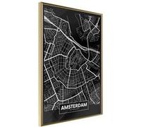 Poster et affiche - City Map: Amsterdam (Dark) - 40x60 Artgeist (16742)
