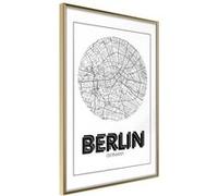 Affiche Murale Encadrée City Map Berlin Round 21 x 30 cm Or G