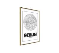 Affiche Murale Encadrée City Map Berlin Round 30 x 42 cm Or