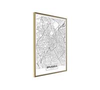 Affiche Murale Encadrée "City map Brussels" 30 x 42 cm Or