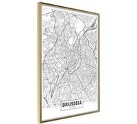 Affiche Murale Encadrée "City map Brussels" 30 x 42 cm Or