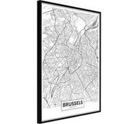 Affiche Murale Encadrée "City map Brussels" 40 x 60 cm Noir NOIR G