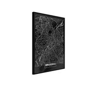 Affiche Murale Encadrée City Map Brussels Dark 21 x 30 cm Noir NOIR