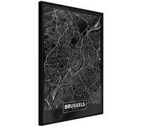 Affiche Murale Encadrée "City Map Brussels Dark" 21 x 30 cm Noir Multicolore G