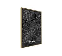 Affiche Murale Encadrée "City Map Brussels Dark" 21 x 30 cm Or