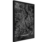 Affiche Murale Encadrée "City Map Cologne Dark" 21 x 30 cm Noir NOIR G