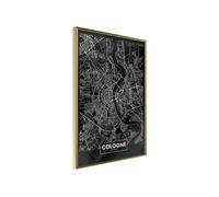Affiche Murale Encadrée City Map Cologne Dark 30 x 42 cm Or