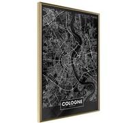 Affiche Murale Encadrée City Map Cologne Dark 30 x 42 cm Or