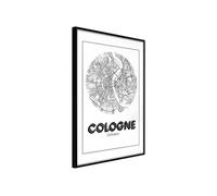 Affiche Murale Encadrée City Map Cologne Round 30 x 42 cm Noir NOIR
