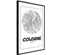 Affiche Murale Encadrée City Map Cologne Round 30 x 42 cm Noir NOIR