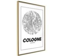 Affiche Murale Encadrée City Map Cologne Round 30 x 42 cm Or