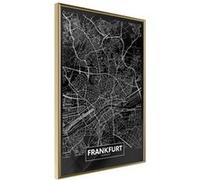Affiche Murale Encadrée "City Map Frankfurt Dark" 21 x 30 cm Or Multicolore G