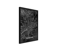 Affiche Murale Encadrée City Map Frankfurt Dark 30 x 42 cm Noir NOIR