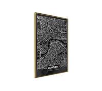 Affiche Murale Encadrée "City Map London Dark" 30 x 42 cm Or