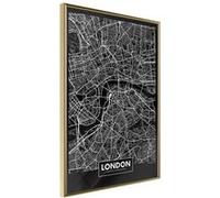 Affiche Murale Encadrée "City Map London Dark" 40 x 60 cm Or