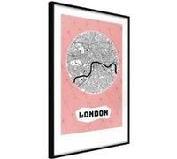 Affiche Murale Encadrée "City map London Pink" 30 x 42 cm Noir
