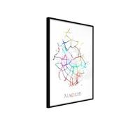 Affiche Murale Encadrée "City Map Madrid Colour" 21 x 30 cm Noir