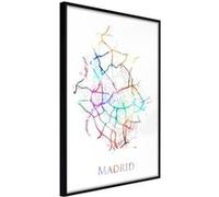 Affiche Murale Encadrée "City Map Madrid Colour" 30 x 42 cm Noir Multicolore G