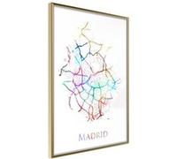 Affiche Murale Encadrée "City Map Madrid Colour" 30 x 42 cm Or G
