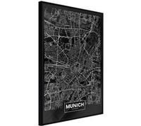 Affiche Murale Encadrée City Map Munich Dark 21 x 30 cm Noir