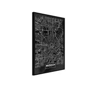 Affiche Murale Encadrée City Map Munich Dark 30 x 42 cm Noir NOIR