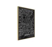 Affiche Murale Encadrée "City Map Munich Dark" 30 x 42 cm Or