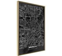 Affiche Murale Encadrée City Map Munich Dark 30 x 42 cm Or