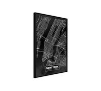 Image encadrée Artgeist Poster et affiche - City Map: New York (Dark) - 20x30 (17040)