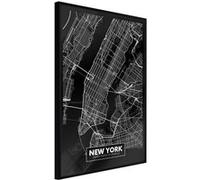 Image encadrée Artgeist Poster et affiche - City Map: New York (Dark) - 30x45 (17046)