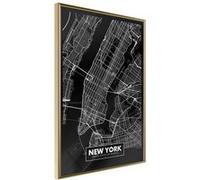 Image encadrée Artgeist Poster et affiche - City Map: New York (Dark) - 30x45 (17048)