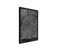 Affiche Murale Encadrée "City Map Paris Dark" 30 x 42 cm Noir