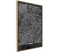 Image encadrée Artgeist Poster et affiche - City Map: Paris (Dark) - 40x60 (17090)