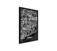Affiche Murale Encadrée "City Map Porto Dark" 21 x 30 cm Noir