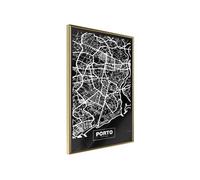 Affiche Murale Encadrée City Map Porto Dark 21 x 30 cm Or