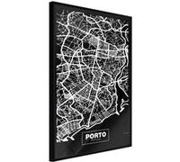 Affiche Murale Encadrée City Map Porto Dark 30 x 42 cm Noir