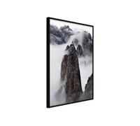 Affiche Murale Encadrée "Clouds Pierced by Mountain Peaks" 30 x 42 cm Noir