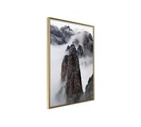 Affiche Murale Encadrée "Clouds Pierced by Mountain Peaks" 30 x 42 cm Or