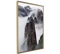Affiche Murale Encadrée "Clouds Pierced by Mountain Peaks" 30 x 42 cm Or