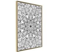 Affiche Murale Encadrée "Colourless Mandala" 21 x 30 cm Or Multicolore G