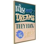 Affiche Murale Encadrée Dreams Know the Way 21 x 30 cm Or