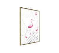 Affiche Murale Encadrée Flamingos and Triangles 30 x 42 cm Or