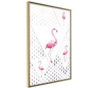 Affiche Murale Encadrée Flamingos and Triangles 30 x 42 cm Or