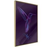 Affiche Murale Encadrée "Fluorescent Hummingbird " 30 x 42 cm Or G