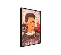 Affiche Murale Encadrée "Frida Khalo Self-Portrait" 30 x 42 cm Noir