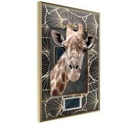 Affiche Murale Encadrée "Giraffe in the Frame" 30 x 42 cm Or Multicolore G