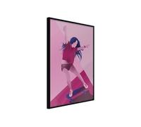 Affiche Murale Encadrée "Girl on a Skateboard" 21 x 30 cm Noir