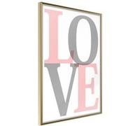 Affiche Murale Encadrée "Grey-Pink Love" 30 x 42 cm Or